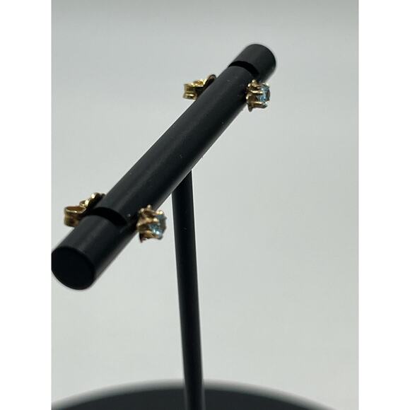 14k Yellow Gold and Blue Spinel Stud Earrings 3mm .43g - Picture 9 of 14